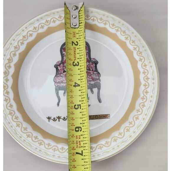 Vintage Porcelain Treasures Dessert Plates with Antique Chairs Design Set of 4 - Picture 7 of 10